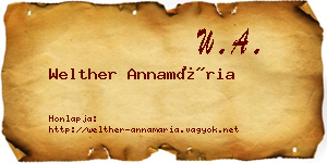 Welther Annamária névjegykártya